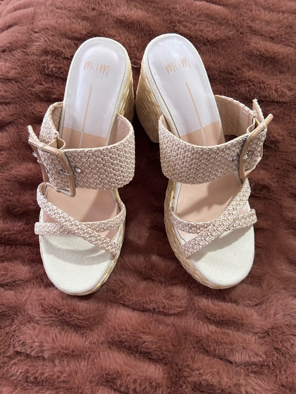 MI.IM: EDWINA PLATFORM WEDGE SANDAL - NATURAL RAFFIA-SIZE 10-NWOT - Picture 3 of 6